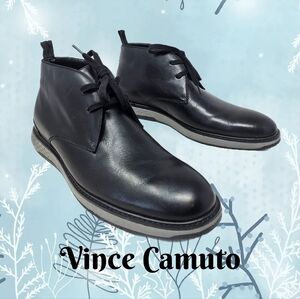 Vince Camuto Stuwert Men Chukka Boots sz 12M Black Leather Upper Casual Comfort